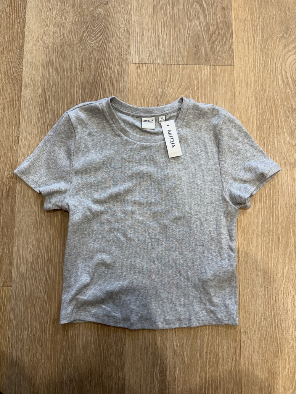 NWT Aritzia homestretch ribbed gray baby tee